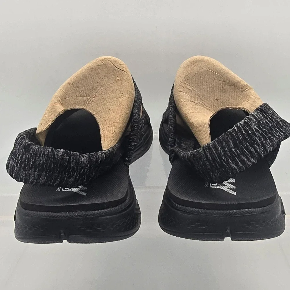Skechers Sandals Womens Size 10 Black Goga Max Strappy Stretch Comfort Shoes